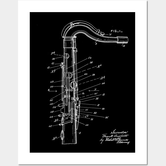 Saxophone Tenor Sax Patent Cool Saxophonist Wall Art by Delta V Art